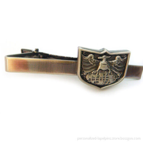Brass Material , Antique Nickel Plated Finish Antique Engraved Logo Metal Cufflinks And Tie Clips For Souvenirs